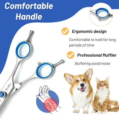 8inch Curved Dog Grooming Scissors Professional, Japanese VG10 Steel Sharp Pet Trimming Shears, 30 Degree Bend Cat Dog Scissors for Grooming Face and Paws Groomers, with CNC Screw & Ergonomic Handle