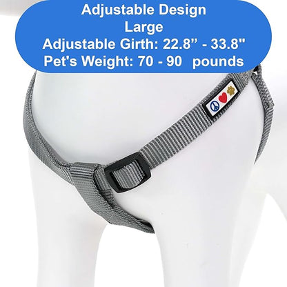 Pawtitas Personalized Dog & Puppy Harness Large Grey Custom ID Tag Adjustable No Pull Vest