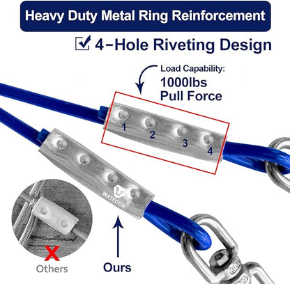 Tie Out Cable for Dogs Up to 300lbs,50ft Extra Strong 1000lbs Break Strength Tie-Out Tether Trolley Training Lead,Dog Run Cable for Yard Garden Park Camping Outside (Black, 300lbs 50ft)
