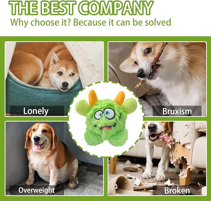 FCCUM Squeaky Plush Dog Toy Ball, Dental Care, Skin-Friendly and Soft and Relieve Stress,Dog Training Interactive Pet Cute Plush Fashionable Toy Ball (Green,Large)