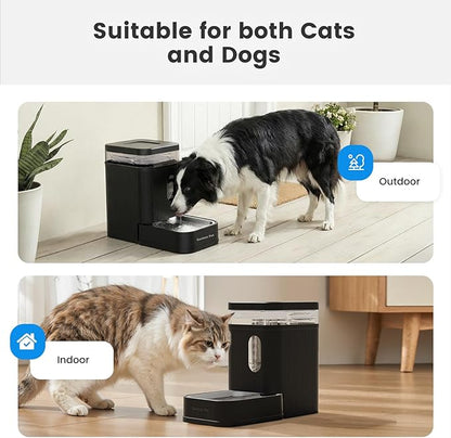 Gardner Pet 1.7 Gallon Automatic Dog Water Bowl Dispenser 6.5L Gravity Water Feeder with Stainless Steel Bowl & Maifan Stone Filter, BPA-Free for for Cats and Dogs (Black, 1.7 Gallon)