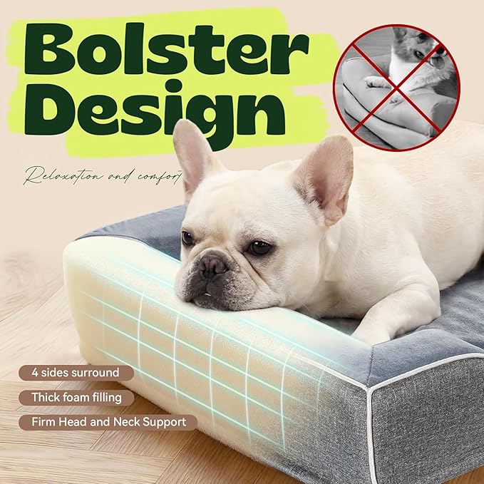 Orthopedic Cooling Dog Bed for Medium Sized Dogs Up to 30 Lbs, 28"x23"x6" Memory Foam Pet Bed with Egg-Crate Foam,Waterproof Removable Washable Cover,Anti-Slip Bottom, Relieves Joint Pain,Dark Grey