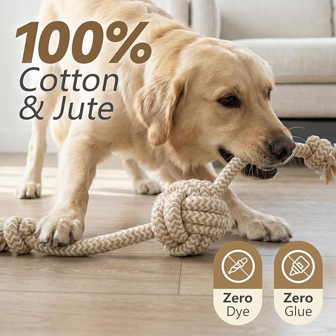 IRRESTRICO Puppy Chew Toys for Teething, Interactive Rope Toys for Small and Medium Dogs, Fun Chew Rope for Training, L Size