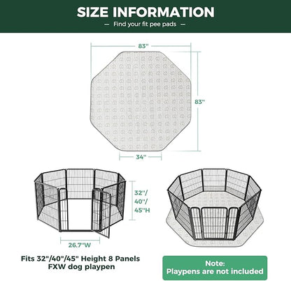 FXW Washable Pee Pads for Dogs, Leak-Proof & Non-Slip, Specifically Designed for FXW Rollick/Homeplus 32/40/45inch 8 Panels Dog Playpen, 34" Octagon, Khaki, 2 Packs