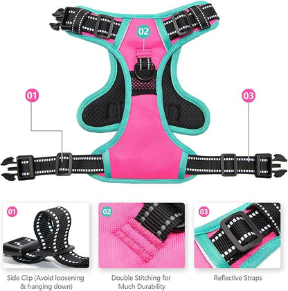 PHOEPET 2019 Reflective Dog Harness Large Breed (XL, Pink)