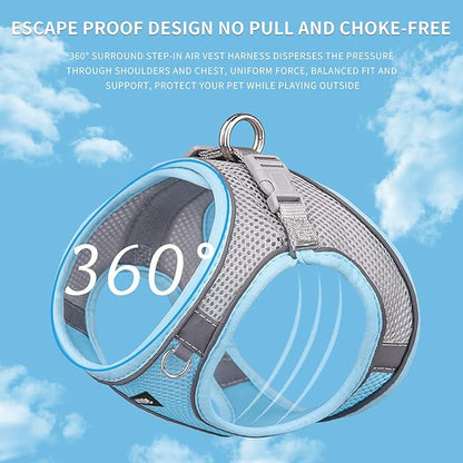 AIITLE Comfortable Dog Harness and Leash Set for Walking - Step in Vest Harness,Reflective Bands, Adjustable No Pull Puppy Essentials, for Small Dogs and House Cats Blue XS