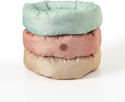 Colewin Small Cat Bed for Indoor Cats Dogs, Washable Round Donut Pet Bed for Puppies Kittens, Cute Rabbit Bunny Beds with Reversible Winter & Summer Cushion for Pets Up to 8lbs (Yellow)