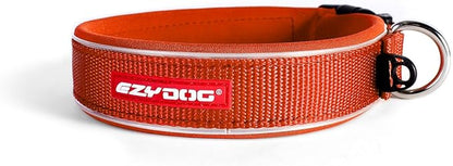 EzyDog Neo Dog Collar - Waterproof & Reflective Dog Collar with Soft Padded Neoprene for Comfort & Durable Nylon – Features Quick Release Buckle and Built-in ID Clip (Small, Orange)