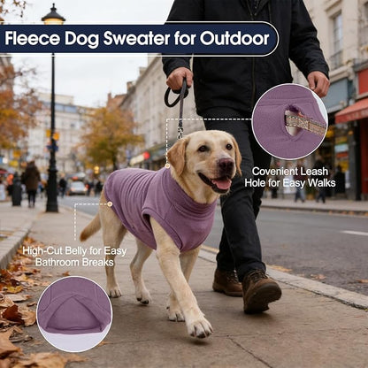 IECOii 2 Pack Fleece Dog Sweaters for Large Dogs - Stretchy & Warm Dogs Fleece Sweater for Labrador Boy Girl, Comfortable & Warm, Machine Washable, Fall & Winter (Size XXXL,Dark Purple & Light Purple)