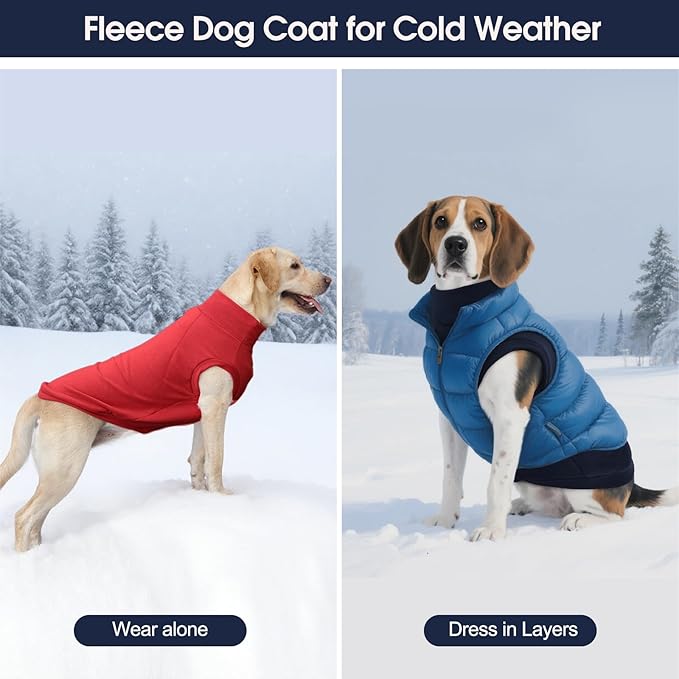 IECOii 2 Pack Dog Sweaters Vest Fleece, Warm Fall Winter Coat for Small Dogs with Leash Hole, Soft Stretchy Pet Pullover Clothes for Indoor Outdoor Walking (Size M, Rose Red & Dusty Pink)