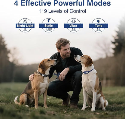 Dog Training Collars for 2 Dogs (20-140Lbs) - 4200FT E Collar for Dogs Training with 119 Training Levels & 3 Night-Lights, IPX7 Waterproof Electric Dog Shock Collar for Dogs
