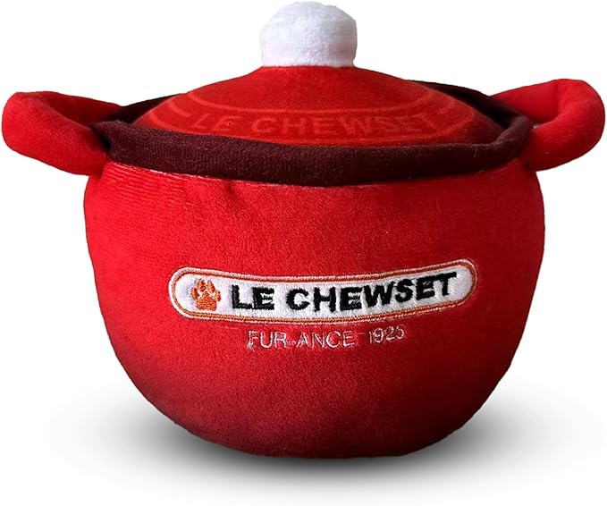 Chomp Haus Le Chewset – Luxurious Plush Dog Toy with Squeaker, Premium Fabric, Embroidered Details, Designer-Inspired Chew Toy, Fun Gift for Small to Medium Dogs & Dog Lovers