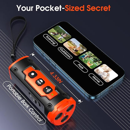 JTJTXL 1-Touch Dog Bark Deterrent Devices with 3 Sonic Heads,Portable 50ft Range Anti Barking Device for Dogs,Rechargeable & Safe Dog Training Tool with Flashlight,Helps Improve Dog's Behavior Orange