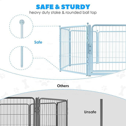 FreePet Dog Playpen for Indoor, Yard, RV Camping, 24 inch 8 Panels for Small and Puppy Dogs, Black│Patented (Blue, 24 inch, 8 Panels)