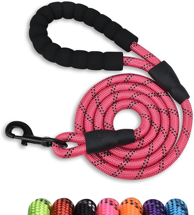 Panykoo 5/6 FT Strong Pet Dog Leash with Soft Padded Handle,Highly Reflective Rope for Night Walking,360-Degree Rotating Metal Buckle Without Tangles,Suitable for Small,Medium and Large Dogs.(6ft)