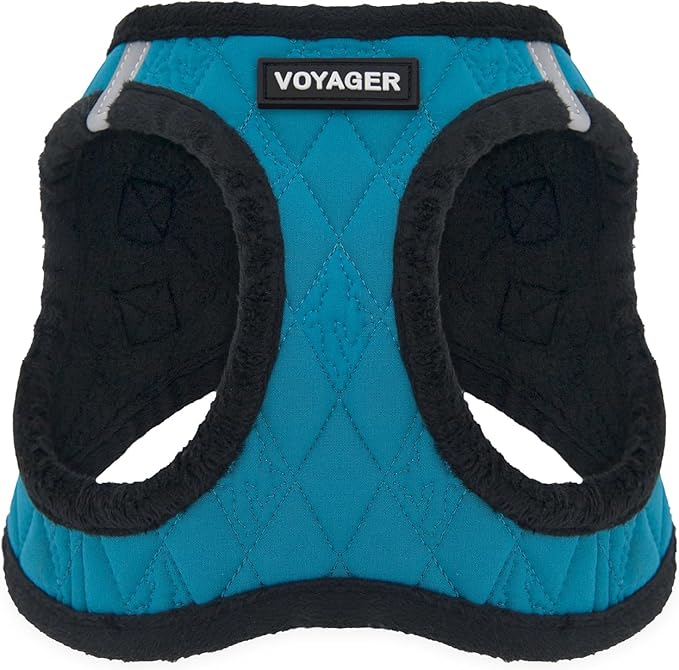 Best Pet Supplies - All Weather Plush, Reflective, No Pull Harness for Small, Medium Dogs, Cats - Secure with Hook & Loop Fastener, Buckle, Double D-Rings - Turquoise Plush, S