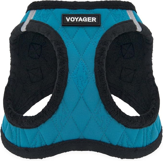 Best Pet Supplies - All Weather Plush, Reflective, No Pull Harness for Small, Medium Dogs, Cats - Secure with Hook & Loop Fastener, Buckle, Double D-Rings - Turquoise Plush, L