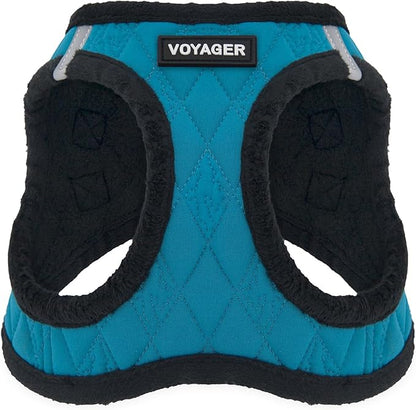 Best Pet Supplies - All Weather Plush, Reflective, No Pull Harness for Small, Medium Dogs, Cats - Secure with Hook & Loop Fastener, Buckle, Double D-Rings - Turquoise Plush, XS
