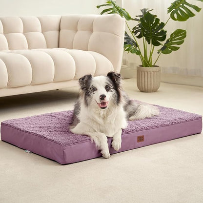 EHEYCIGA Orthopedic XXL Dog Beds for Jumbo Dogs with Removable Washable Cover for Crate, Fog Purple, 47x29