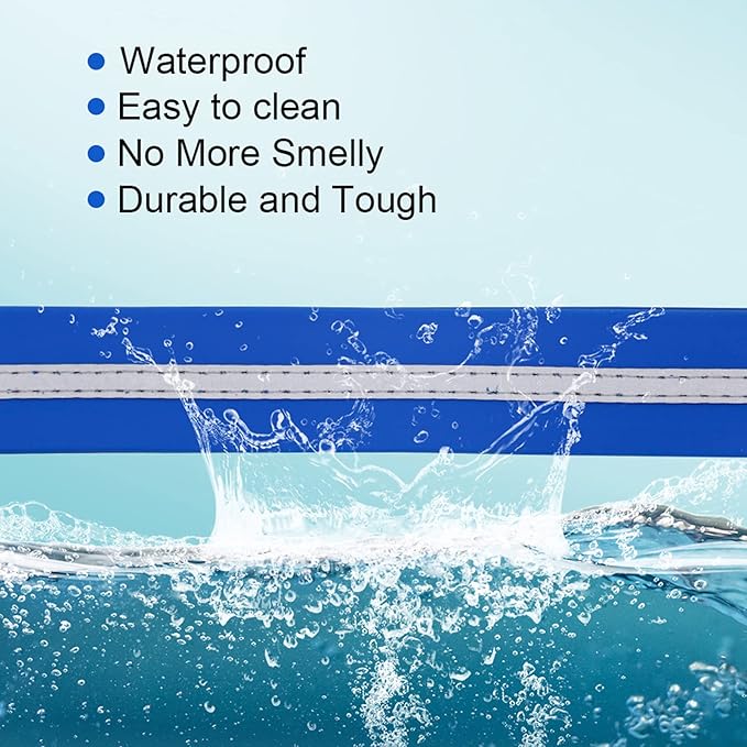 NIMBLE Dog Collar Waterproof Pet Collars Anti-Odor Durable Adjustable PVC & Polyester Soft with Reflective Cloth Stripe Basic Dog Collars S/M/L Sizes (Small (9.45”-14.17”inches), Blue)