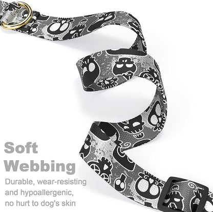 Rnivvi Dog Collar for Small Dogs, Cute Heavy Duty Adjustable Puppy Collar with Quick Release Buckle for Girl & Female, Pet Accessories for Walking Running, XS Length 5/8" Width, Black Skull