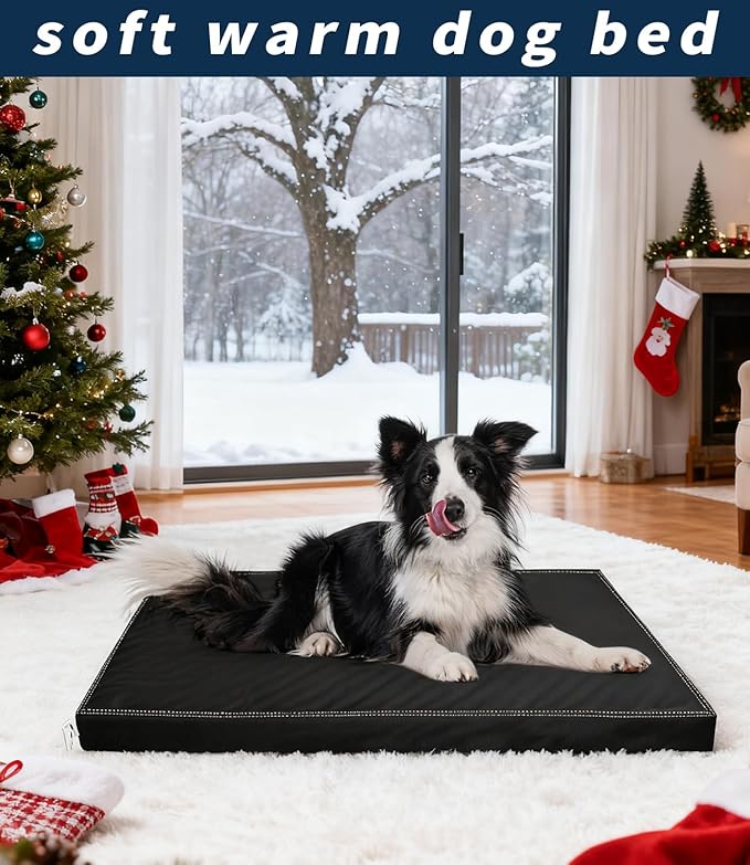 Waterproof Dog Bed Hair-Resistant, Removable Vegan Leather Cover, for Pets Up to 50 lbs
