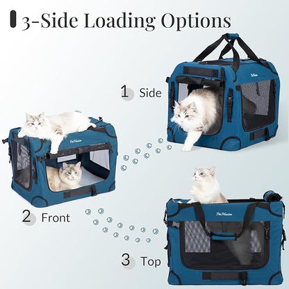 PetMasion Extra Large Cat Carrier for 2 Cats, Soft Pet Car Travel XL Bag for Large Big Cat 20lbs+, for Two Cats Long Trips Ride 24"x16.5"x16.5" with Litter Box