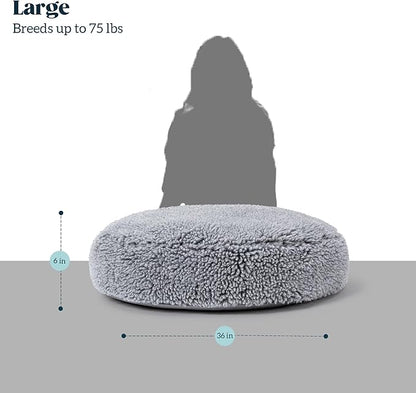 Stoutwool Indestructible Dog Bed - Round Chew Proof Dog Pad - Fluffy Pillow Bed for Aggressive Chewers - Durable - Washable - Ideal for Large Breeds - 36", Charcoal
