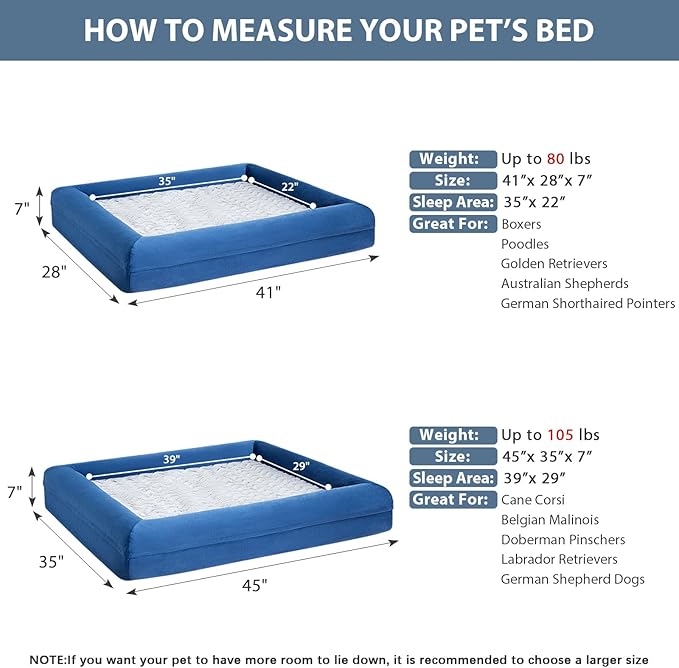 WNPETHOME XL Extra Large Dog Bed, Washable Dog Couch with Removable Waterproof Cover, Orthopedic Large Pet Sofa Bed with Bolster Sides for Sleeping