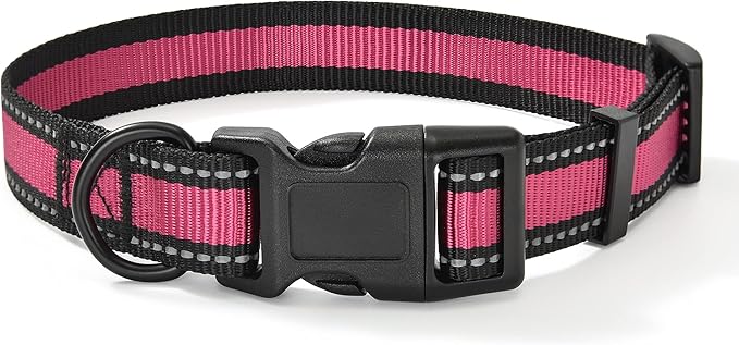 Mile High Life Dog Collar | Nylon Reflective Dog Collars | Light Weight Puppy Collars | Pink Dog Collars for Small Dogs (Pink, X-Small)