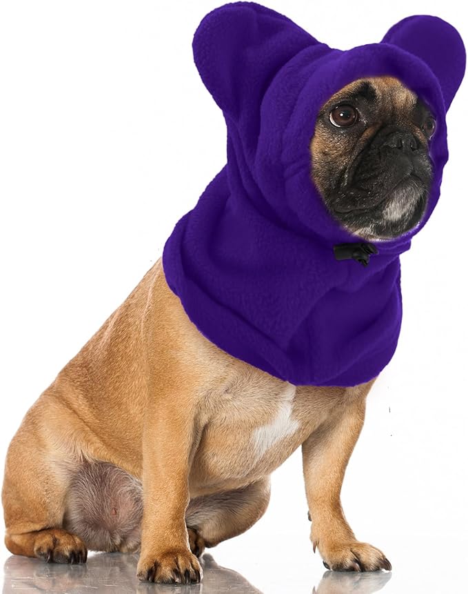 Clysee Winter Dog Hats Quiet Ears for Dogs Ear Muffs Pet Neck Warmer Scarf Hoodie Noise Protection Cover Beanie Head Wrap Costume for Pet Dog Cats(Purple,M)