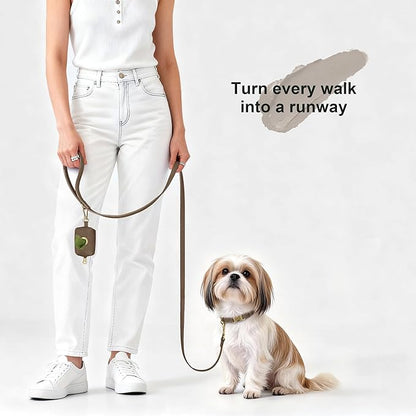 Didog Soft PU Leather Dog Collar, Stylish Quick Released Dog Collars for Small Dogs, Easy Clean Adjustable Pet Collar for Daily Walking, Brown, S Fit 10-16" Neck