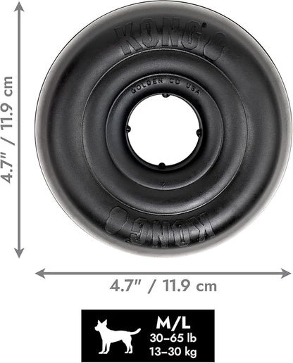 KONG Extreme Donut Dog Toy – Toughest Durable Natural Rubber Chew Toy for Power Chewers – Safe on Teeth & Gums, Fun Bounce & Roll for Indoor and Outdoor Play (Medium/Large)