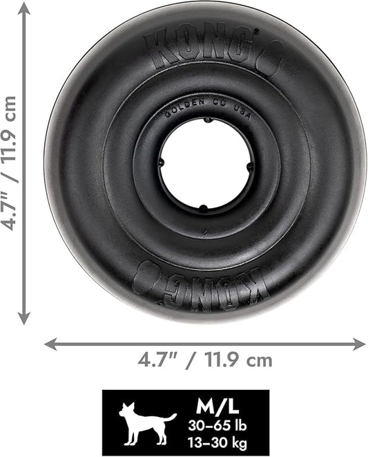 KONG Extreme Donut Dog Toy – Toughest Durable Natural Rubber Chew Toy for Power Chewers – Safe on Teeth & Gums, Fun Bounce & Roll for Indoor and Outdoor Play (Medium/Large)