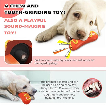 TLKNG Large Size Hotdog Squeaky Dog Toy for Medium/Large Dogs Breed Aggressive Chewers Durable Bouncy Squeak Toys