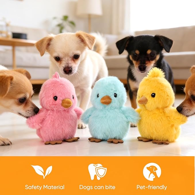 Sew Butiful 3PCS 6'' Squeak Plush Toy, Funny Animal Sets Pet Interactive Play for Small,Medium Dogs Assorted Color