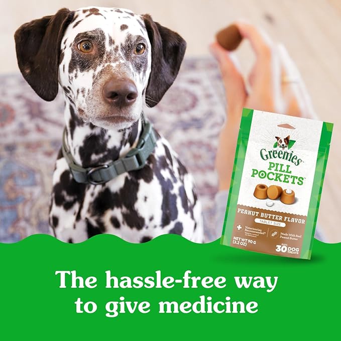 Greenies Pill Pockets, Small Size Dog Treats, Peanut Butter Flavor, 3.2 oz. Pouch