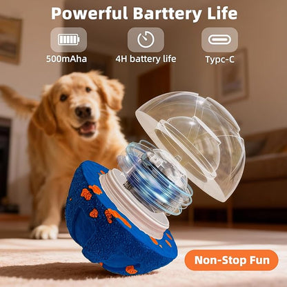 Interactive Dog Ball - Smart Dog Toy for Small & Medium & Large Dogs, Automatic Moving, Rotating & Bouncing, E-TPU Material, Interactive Dog Toys for Aggressive Chewers (Blue)