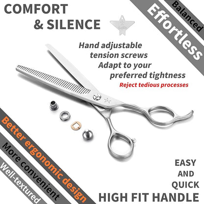 High-end Professional Dog Grooming Thinning Scissors Teeth Cutting Blending Shears Pet Texturizing Shears 7 Inch Extremely Very Sharp Stainless Steel Alloy For Cat Other Animals Groomer