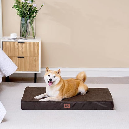 EHEYCIGA Orthopedic Dog Beds for Large Dogs with Removable Washable Cover, Brown, 36x27