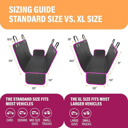 Active Pets Pink Standard Dog Car Hammock Back Seat Cover, Waterproof Backseat Cover Protector for Truck Bench Rear of Sedans or SUVs, Essential Pet Supplies Vacuum or Wipe Clean, Machine Washable