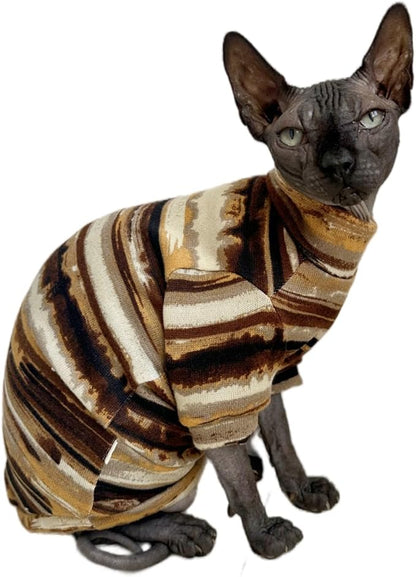 Sphynx Clothes Hairless Cat Shirt Cat Vest Pet Clothes, Round Collar Vest Kitten Shirts, Cats & Small Dogs Apparel (Rust Color, Large)