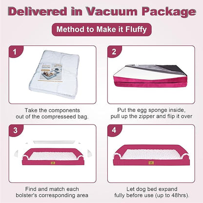 PAWPUBBY XL Dog Bed Extra-Large Orthopedic Memory Foam Dog Bed – for 70 Lbs Dogs, Premium Memory Foam, Machine Washable Cover, Non-Slip Base, Soft Rose Velvet (Dark Gray, XL)