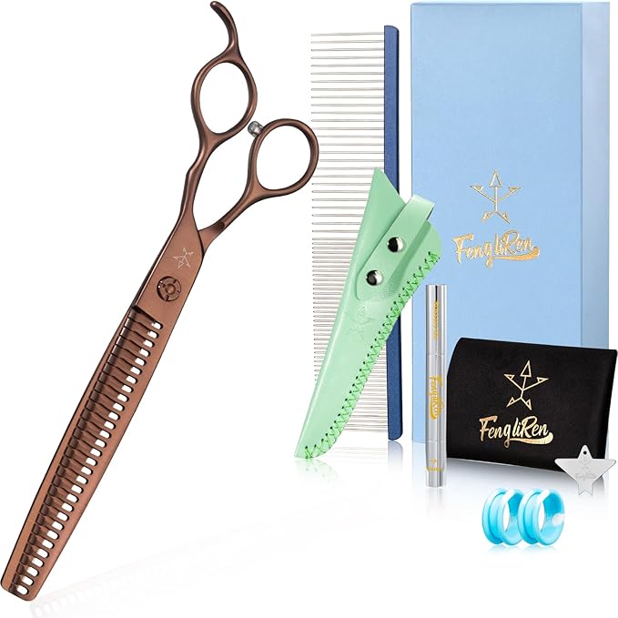 High-end Professional Dog Grooming Thinning Scissors Teeth Cutting Blending Shears Pet Texturizing Shears 7.5 Inch Extremely Very Sharp Stainless Steel Alloy For Cat Other Animals Groomer