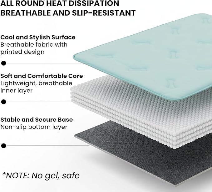 DORMORA Cooling Pet Mat – 31x28.5 Dog or Cat Cool & Comfy, Soft Breathable Self-Cooling Pad, Pet-Safe, Durable, Perfect for Hot Weather, Naps, Crates, Cars, Couch, Washable, Take Anywhere, Blue
