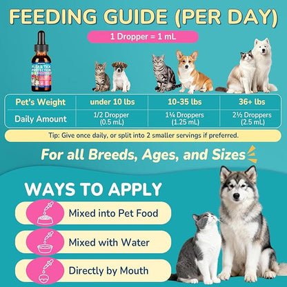 Woyamay Flea Defense + Skin & Coat Support, Natural Flea and Tick Prevention for Dogs & Cats, Dog & Cat Flea Treatment with Pumpkin Seed & Omega-3/6/9, Flea Drops for All Breeds & Ages, Chicken Flavor