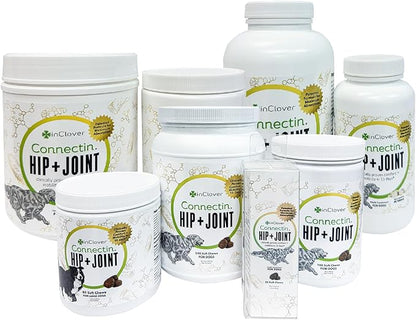 In Clover InClover Connectin Hip and Joint Supplement for Dogs. Combines Glucosamine, Chondroitin and Hyaluronic Acid with Herbs for Comfort and Mobility