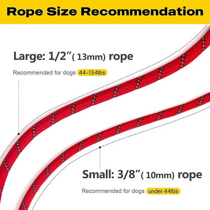 Fida Slip Leads for Dogs, 4 FT x 1/2" Dog Leash Heavy Duty Comfortable Strong Rope Lead for Large, Medium Dogs, No Pull Pet Training Leash with Highly Reflective,Red