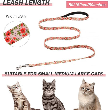 Hikiko Cat Harness and Leash Set Escape Proof Adjustable Walking Travel Cute Kitten Harness for Small Medium Large Cats (Cream Natural, S)