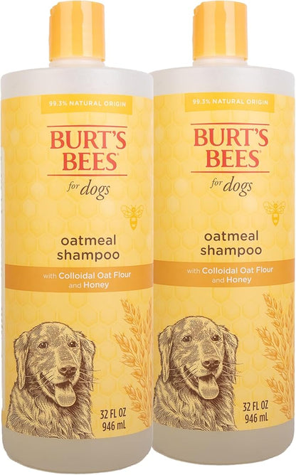 Burt's Bees for Pets Oatmeal Dog Shampoo with Colloidal Oat Flour and Honey, 2pk, 95% Natural Origin Formulas, Shampoo for Dogs - 2pk, 32 oz